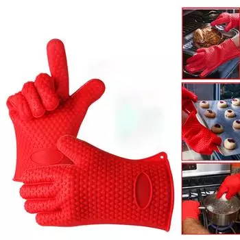 Жаростойкие силиконовые перчатки для гриля для барбекю, перчатки для гриля, инструменты для барбекю синий