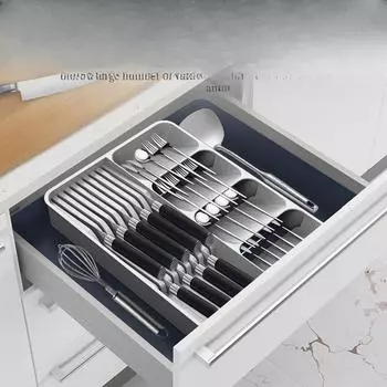 Жаростойкий кухонный нож, вилка и ложка Полка для хранения столовых приборов Ящик для хранения инструментов Выдвижной ящик Держатель ножа для вилки и ложки 39*27.8*5.6cm