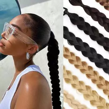«Жаростойкий» шикарный длинный плетеный хвост для женщин — термостойкие синтетические волосы, универсальный стиль для повседневного ношения 60cm