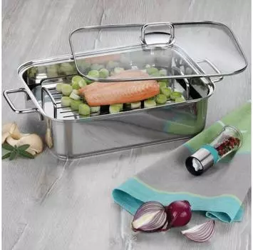 Жаровня из нержавеющей стали с пароваркой и крышкой KELA IVO 5,8 л