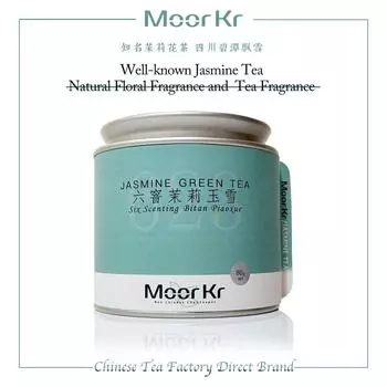 Жасминовый зеленый чай | No 623 Six Scenting Bitan Piaoxue, 80 г/банка, бренд MoorKr, цветочный чай ручной работы, натуральный ароматизированный китайский чай ручной работы, ча