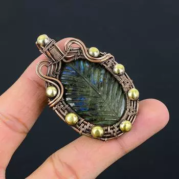 Жажда лабрадорита драгоценный камень чистая медная проволока обернутая ювелирные изделия ручной работы кулон 2.44 Inches синий