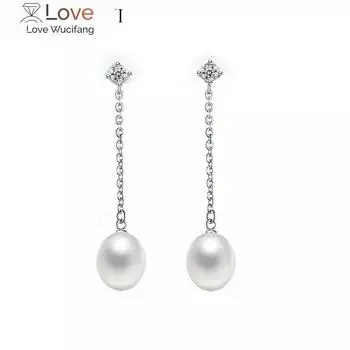 Zhboruini Модные жемчужные серьги из натурального пресноводного жемчуга из стерлингового серебра 925 пробы для женщин Длинные серьги с жемчугом в подарок 8-9mm фиолетовый