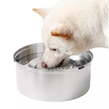 Zhejia Dog Water Большая емкость для воды для домашних животных Вода для проливания без перелива Форма из нержавеющей стали Удобная для домашних животных Вода для кошек Вода для собак Вода для домашних животных Для кошек и серебряный