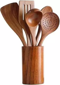 Желаемый кухонный инструмент из натуральной акации, без клея, выкопанный из блока, коробка для приготовления рисового супа, в комплект входит набор инструментов, набор из 5 предметов, дерево, древесина, совок, коричневый