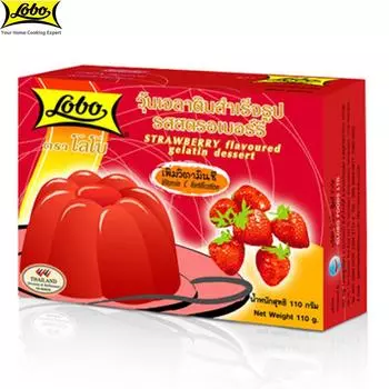 Желатиновый десерт Lobo со вкусом клубники, на 2 порции, Тайский десерт, 110 г 110 g