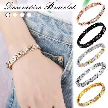 Желаю нового съемного магнитного браслета, модный мужской браслет с бриллиантами в европейском и американском стиле, трансграничные ювелирные изделия One Size золотой