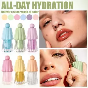 Желе с большой головкой-кистью Масло для губ Увлажняющее стойкое средство для осветления линии губ с блестками 7 мл One Size синий