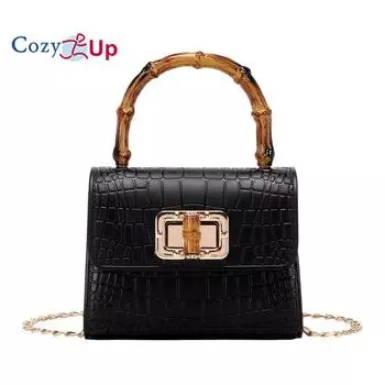 Желейная сумка Cosy Up из ПВХ с крокодиловым узором, сумка через плечо на запястье из акрилового бамбука, цепочка, женская сумка 13x10x6cm розовый