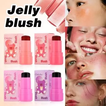 Желейные румяна Стойкие натуральные телесные кремовые румяна для макияжа Легкий контурирующий стик Водостойкие матовые многофункциональные румяна для глаз и щек 1#