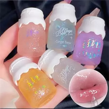 Желейный блеск для губ конфетного цвета, стеклянное зеркало, увлажняющая глазурь для губ с тонким блестящим бальзамом для губ