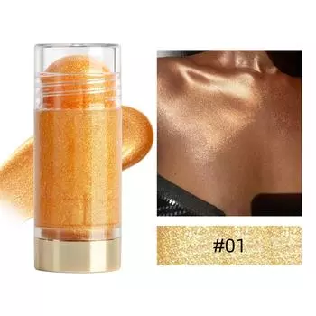 Желейный хайлайтер-стик, осветляющая контурная пудра с глянцевым финишем и перламутровыми блестками, идеальный макияж для праздников, вечеринок, выпускных вечеров, 15 г One Size оранжевый