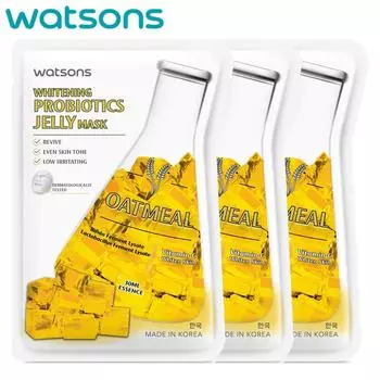 Желеобразная маска Watsons Whitening Probiotics, овсянка, лизат бифидо-ферментов, витамин С, отбеливание кожи, дерматологически протестировано, 30 мл. х 3 шт. 30 ml. x 3 pcs