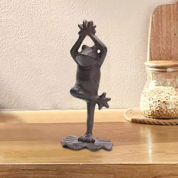 Железная фигурка животного, скульптура лягушки для йоги, коллекционная, уникальная статуэтка, украшение патио для офиса, Standing