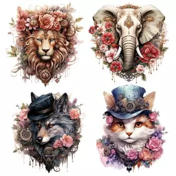 Железная наклейка для одежды, толстовки со слоном, цветком и животными, Parches Ropa, теплопередача, «сделай сам», железная нашивка, принадлежности для рукоделия «сделай сам»