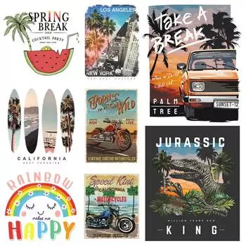 Железная нашивка, переводные наклейки с природными пейзажами, моющаяся новая модная футболка, украшение для джинсов, сделай сам, передача тепла, термопередача 6