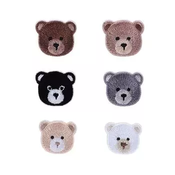 железная нашивка животное алфавит аппликация на липучке Модная вышивка Вход (медвежья голова 6 очков набор)