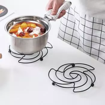 Железная подставка для столовых приборов, подставка для кастрюли, подставка для горячих круглых салфеток, коврики для кухонной посуды, подставки для напитков чёрный