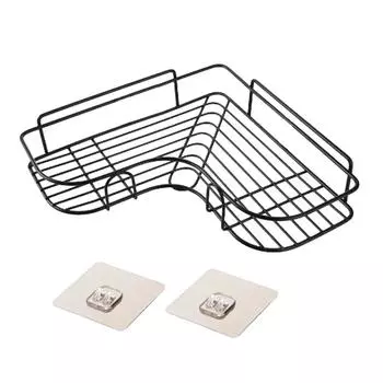 Железная полка для ванной комнаты, настенное крепление для душа, держатель для хранения шампуня с присоской, без сверления, кухонное хранилище, аксессуары для ванной комнаты белый