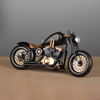 Железная статуэтка мотоцикла, черная декоративная скульптура для книжной полки, настольного камина