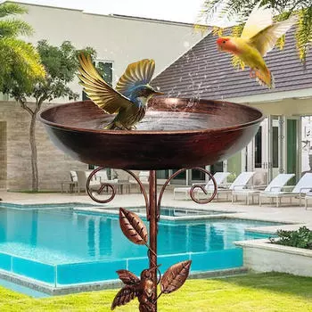 Железная ванна для птиц, отдельно стоящая, простая в сборке, с основанием из 5 зубцов, садовые принадлежности