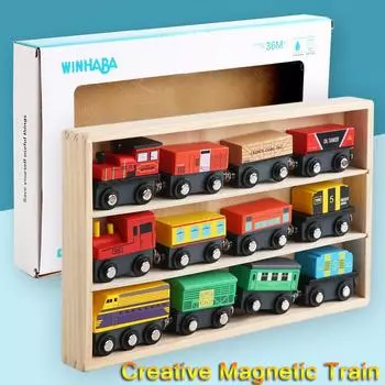 Железнодорожный путь деревянные игрушечные поезда магнитный набор электромобиль локомотив литой слот подходит для всех деревянных брендовых железнодорожных путей Biro для детей