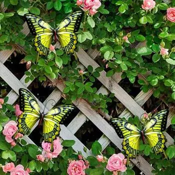 Железные бабочки настенные украшения для дома, офиса, гостиной, ванной комнаты, помещения и улицы, металлические настенные рисунки, подвесные животные зелёный