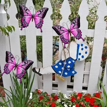 Железные бабочки, украшение на стену, домашний офис, гостиная, ванная комната, крытый и открытый металлический настенный художественный подвесной орнамент в виде животного, кулон