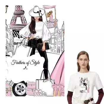 Железные наклейки для женской одежды, нашивки, моющиеся, новый дизайн, футболка, джинсы, наклейки, теплопередающие значки 14.8x24cm