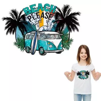 Железные нашивки для одежды, футболка для пляжного автобуса, наклейка на одежду Parches Ropa Diy, термопресс, аппликация, нашивка с капюшоном, утюг на унисекс