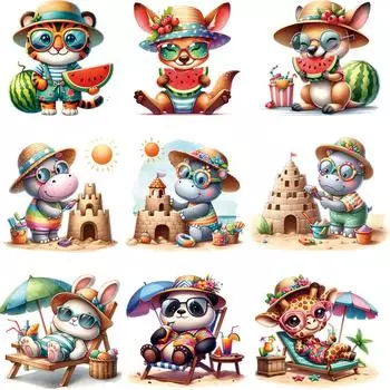 Железные нашивки для одежды, пляжные релаксирующие животные, сделай сам, теплопередача, новый аксессуар для одежды, моющиеся значки для одежды, нашивки