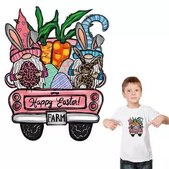 Железные нашивки, футболка с надписью «Счастливая Пасха», наклейки на джинсы, моющиеся теплопередающие нашивки для одежды 5.8x7.5cm