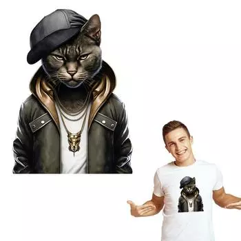 Железные нашивки, крутые наклейки для одежды с изображением кота, футболка, термопресс, толстовки с аппликацией, термонаклейка на одежду