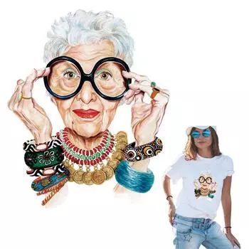 Железные нашивки модные бабушкиные теплопередающие нашивки A-уровня, моющиеся, новый дизайн, наклейки, нашивки на одежду поверх пудры 21x26cm