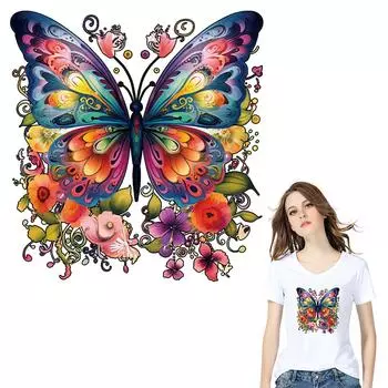 Железные нашивки с цветами и бабочками, джинсы, термопресс, аппликация, модные полосы, аксессуар «сделай сам», наклейка, нашивка для одежды, наклейки