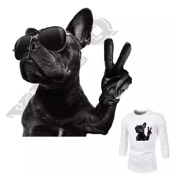 Наклейки апликатор для одежды. Бульдог