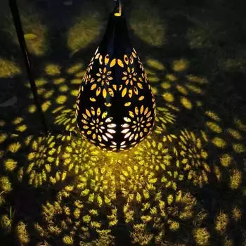 Железные солнечные фонари выдолбленные патио ландшафтные газонные светильники садовые украшения коричневый