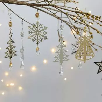 Железный 3D Рождественский снежный кулон Трехмерная рождественская елка подвесное украшение подарок Silver-Style H