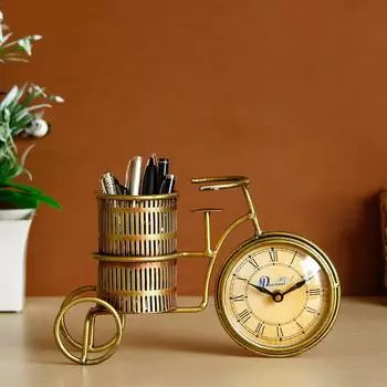Железный антикварный держатель для ручек с часами/держатель для ручек для офиса и домашнего декора/корпоративный лучший подарок, золото