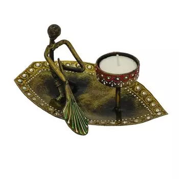 Железный антикварный подсвечник для чайной свечи в форме лодки