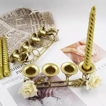Подсвечник из железа в европейском стиле с четырьмя головками для свадебной вечеринки, ужина при свечах, украшения, украшения из металла, фотография Iron flower