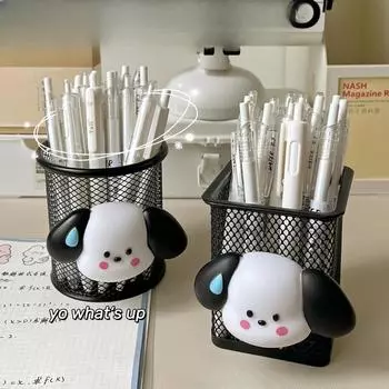 Железный держатель для ручек Puppy, металлический ящик для хранения канцелярских принадлежностей для детей и девочек, вместительный пенал для ручек
