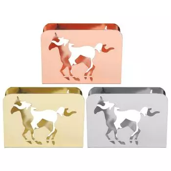 Железный держатель для салфеток Изысканный полый узор в виде лошади, устойчивый к царапинам, отдельно стоящий диспенсер для салфеток для дома Silver