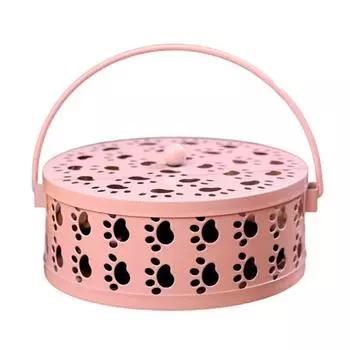 Железный держатель катушки от комаров с крышкой, круглый огнестойкий держатель для благовоний, кошачий коготь, полый дизайн, насекомое розовый