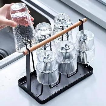 Железный художественный подстаканник для слива воды, бытовой переносной подстаканник для воды, держатель слива с поддоном, гостиная, кухня, хранилище для чашек white