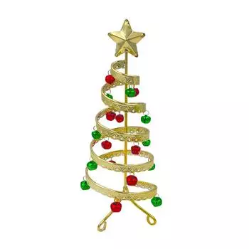 Железный колокольчик Мини Рождественская елка Настольная Рождественская елка Детские рождественские украшения Часть S5V9 Revolving gold-1pcs