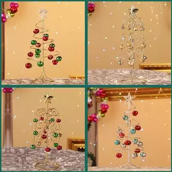 Железный колокольчик Мини Рождественская елка Настольная Рождественская елка Детская вечеринка Украшение Рождество G B4T0 Revolving gold-1pcs