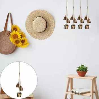 Железный колокольчик с 3 большими винтажными коровьими колокольчиками на веревке, большой настенный декор в деревенском стиле, товары для дома E