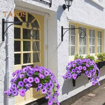 Железный настенный крючок для кашпо, кронштейн для цветочных горшков, настенный крючок в винтажном стиле с изогнутым наконечником для подвешивания корзин, фонарей, кормушек для птиц белый