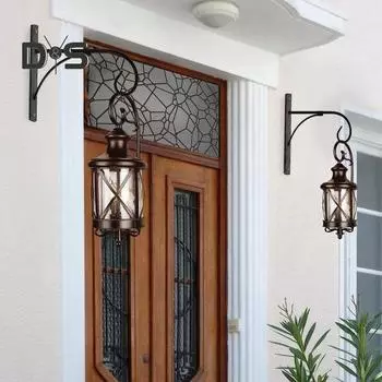 Железный настенный крючок для кашпо, кронштейн для цветочных горшков, настенный крючок в винтажном стиле с изогнутым наконечником для подвешивания корзин, фонарей, кормушек для птиц чёрный